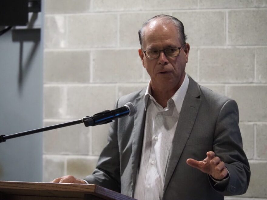 Gov. Mike Braun speaks at an event on Wednesday, Aug. 5, 2026.