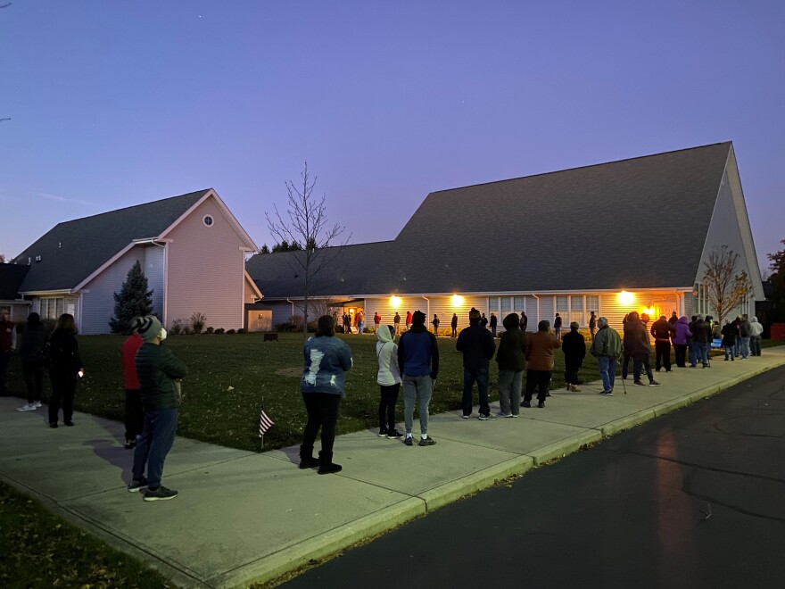 A line of Columbus residents waiting for their voting location to open at 7:30am on November 3, 2020. Voter turnout in all counties was heavy for that presidential election.