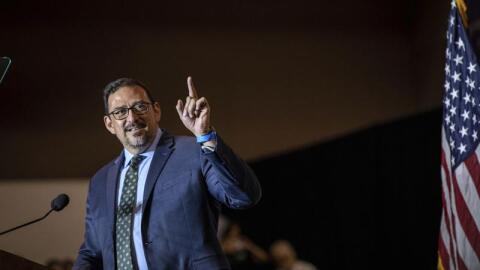 Arizona Secretary of State Adrian Fontes speaks at a Democratic rally in Phoenix, Wednesday, Nov. 2, 2022.