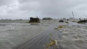 Severe flooding is seen in the coastal community of Kwigillingok on the morning of Sunday, Aug. 18, 2024.