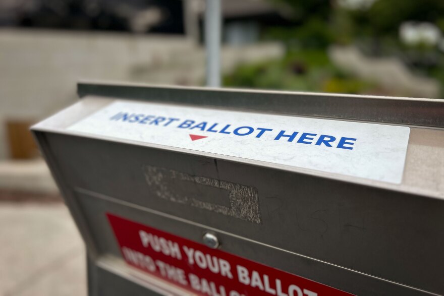 A ballot drop box at the Anderson-Foothill Library in Salt Lake City, June 3, 2024. Primary ballots hit registered voters’ mailboxes this week.