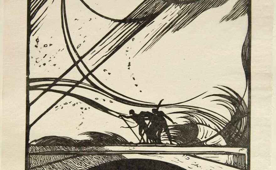 Edward Gordon Craig's 'The Storm' in 'King Lear,' 1920. Woodcut.