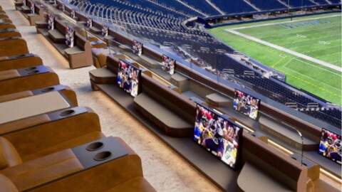An image of a potential group seating option in a survey on premium seating in a new Hammond stadium that the Chicago Bears are asking South Bend Regional Chamber members to take.