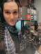 Samantha Pangborn at a radio microphone