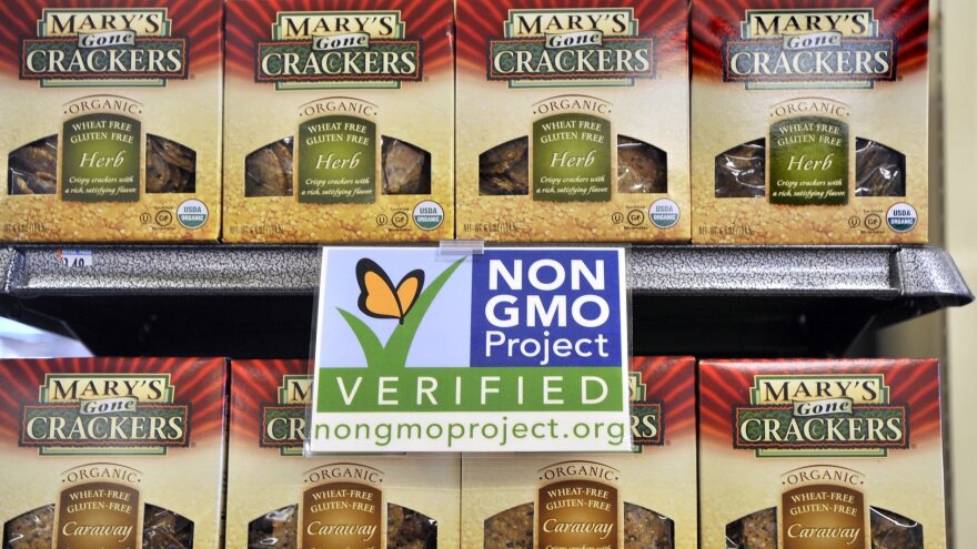 Non-GMO labels, like this one at Whole Foods, may strengthen consumer perceptions that genetically modified foods may carry risks to health.