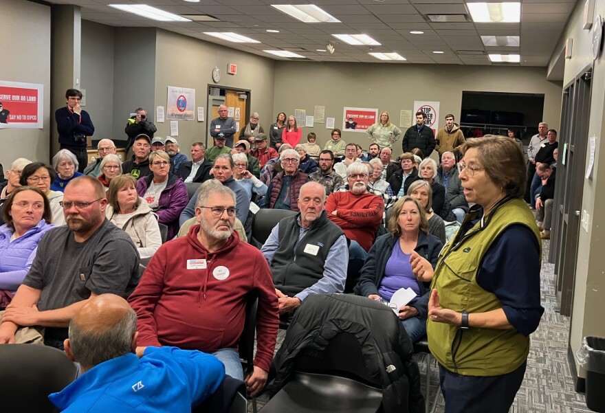 Maria Bribriesco, member of the Scott County Board of Supervisors, spoke to the public at a Jan. 21, 2026 meeting on the CIPCO plans at Scott County Library in Eldridge.