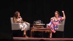 Rebecca Lavoie speaks with author Jenny Lawson at the Capitol Center for the Arts in Concord, NH on April 1, 2026.