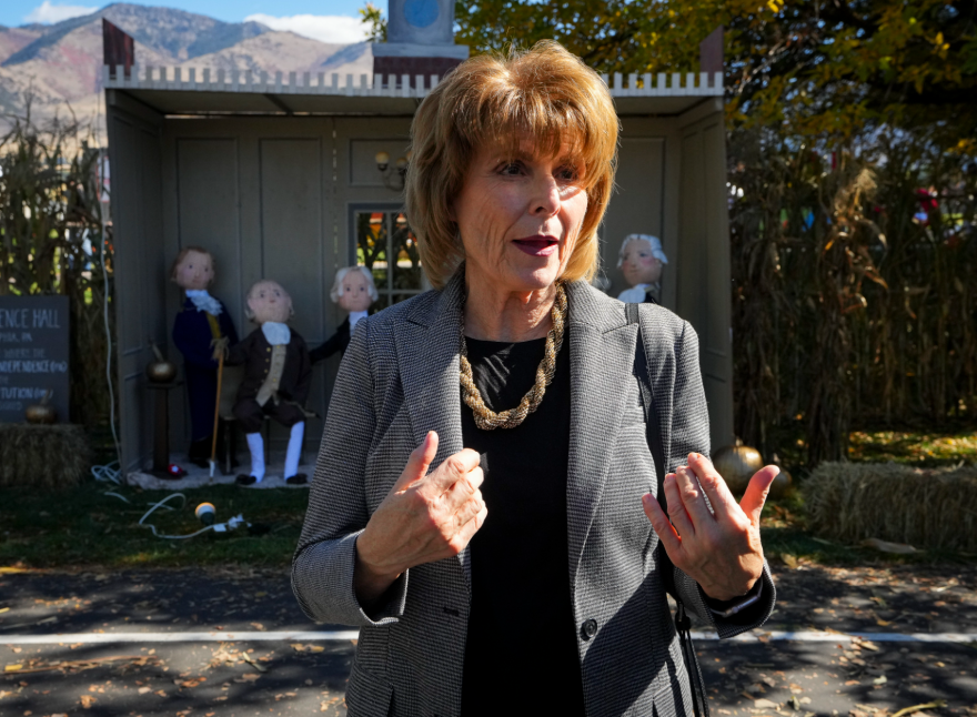 Marie Godfrey, the daughter of the original founder of the annual Pumpkin Walk, speaks about the tradition in North Logan on Thursday, Oct. 15, 2026