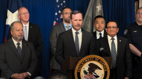 Britton Boyd, the FBI Acting Special Agent in Charge, speaks to reporters in El Paso about the recent arrests of members of the Chuco Tango gang.