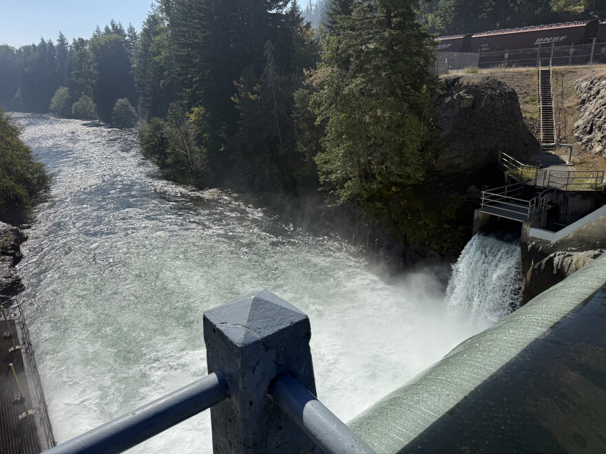 The view from the top of Easton Dam, on the Yakima River.