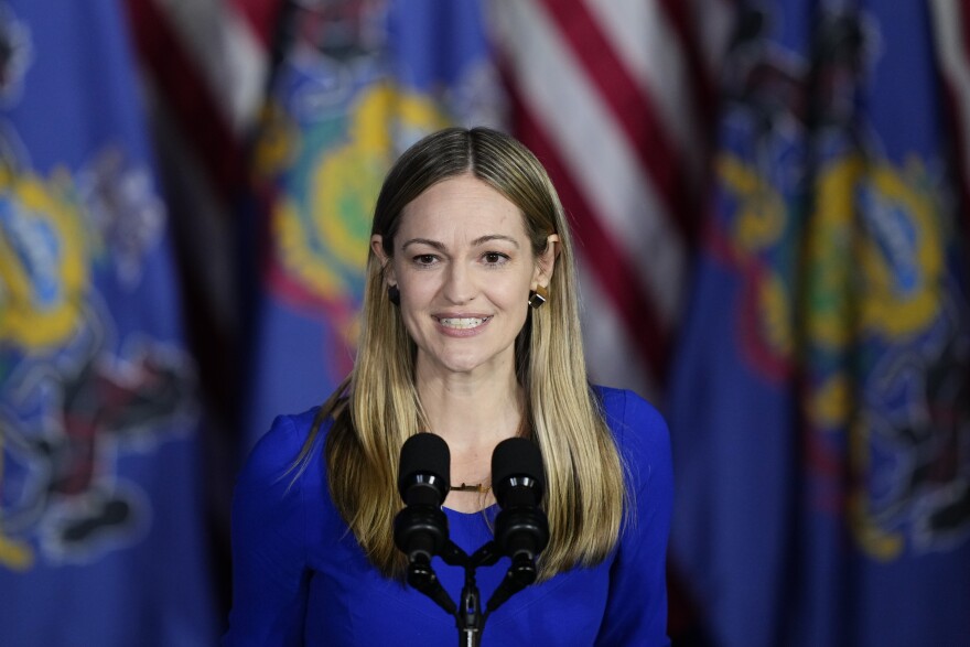 FILE - Scranton Mayor Paige Cognetti speaks during a President Joe Biden campaign event in Scranton, Pa., April 16, 2024.