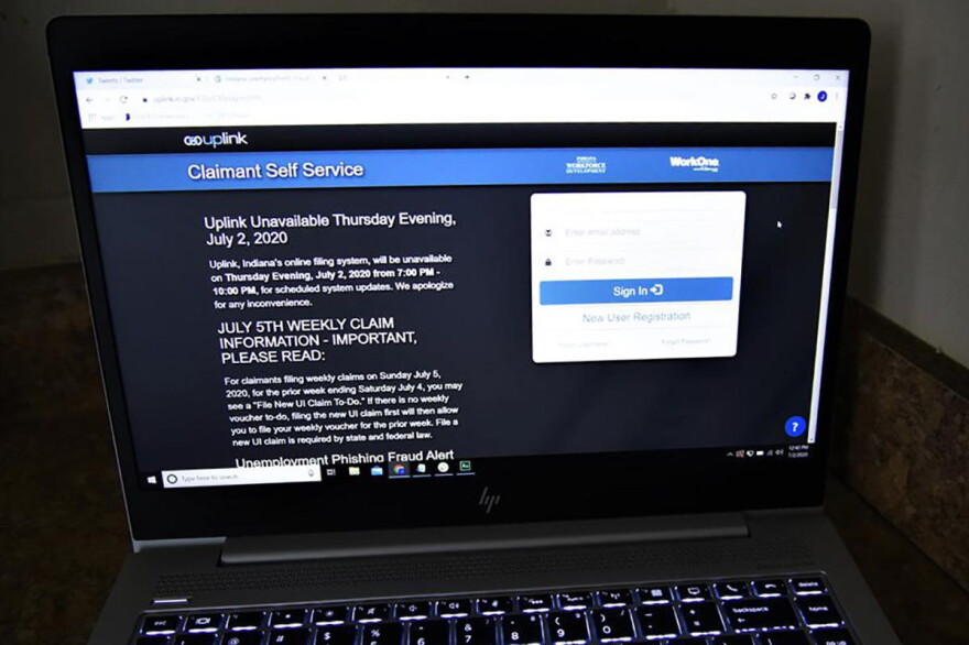 The Uplink system where Hoosiers can apply for unemployment benefits.