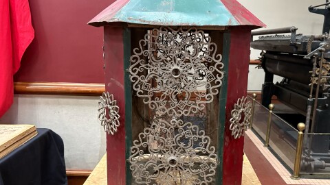 Photo of one of the lanterns in the best condition that were found during an excavation by workers on California's High-Speed Rail project, taken on Friday, Dec. 19, 2025. Photo taken by Israel Cardona Hernández.