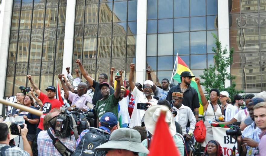 Monday protesters at Perk Park 