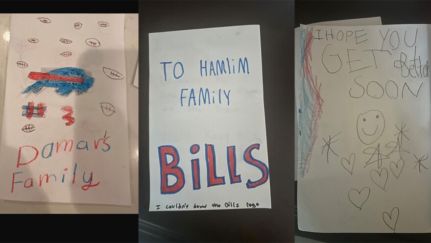 Three of the cards created by grade-school students in Cincinnati.