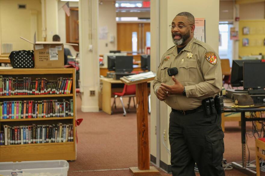 Guilford County Sheriff Danny Rogers, pictured here speaking at Page High School in March, 2019.