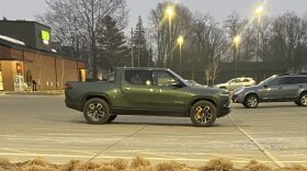 Rivian truck in a parking lot