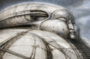 A design sketch, by H.R. Giger, for the Harkonnen Castle as he envisioned it for Alejandro Jodorowski's <em>Dune</em>.