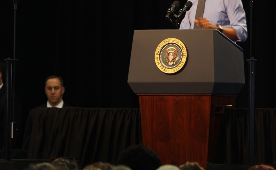 President Obama speaking in Flint, Michigan on May 4, 2016.