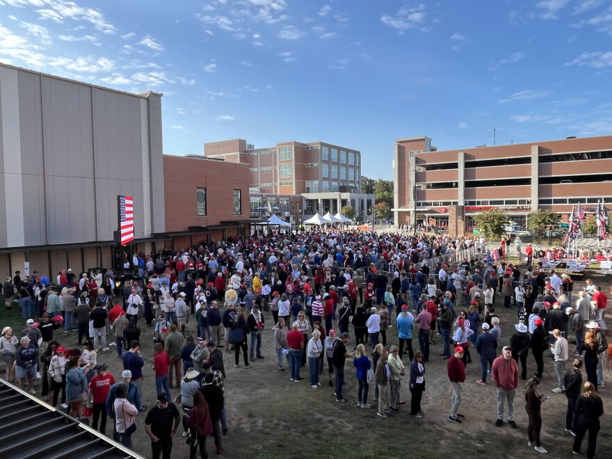Supporters line up to attend President Donald Trump's Rock Hill, South Carolina, rally on Thursday, Oct. 29, 2026.