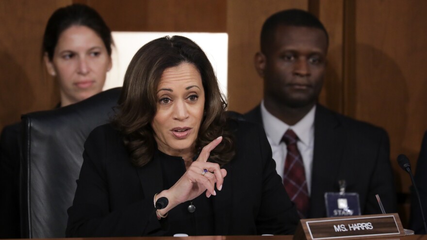Sen. Kamala Harris, D-Calif., questions Supreme Court nominee Judge Brett Kavanaugh about whether he had ever spoken with anyone at Kasowitz Benson Torres about the Mueller investigation. Kavanaugh responded: "The answer is no."