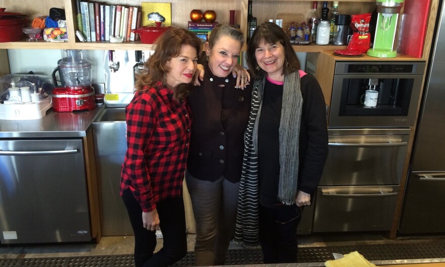 Host Poppy Tooker with NPR's Kitchen Sisters Davia Nelson, left, and Nikki Silva, right.