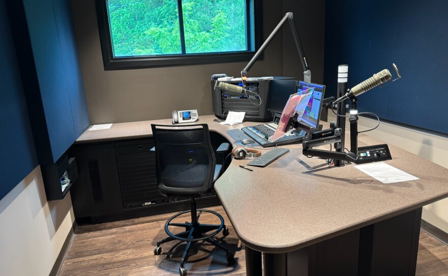 The Lisa Hanauer & Sue Spiegel Editing Suite. We have six total studios: a live air studio, a large production studio specially designed for complex sound mixing and to work with our live event space, and four editing/interview studios.