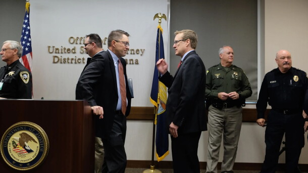 Scott Twito and Kurt Alme from a press conference in 2018