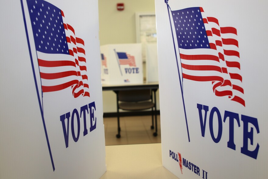 Voter Ballot privacy partitions in Lancaster, Ohio on October 14, 2020. 