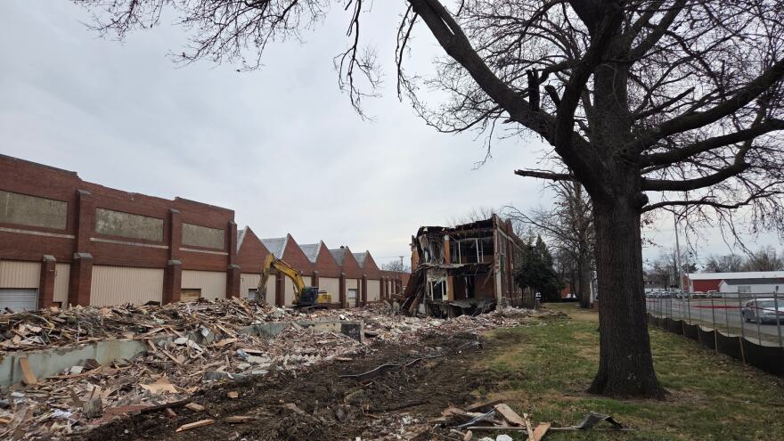 What's left of the former Hahn Industries office building in the 1600 block of N. Garvin St. in Evansville