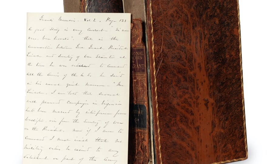Grant's memoir, personally annotated by Gen. Sherman, is another item up for auction.