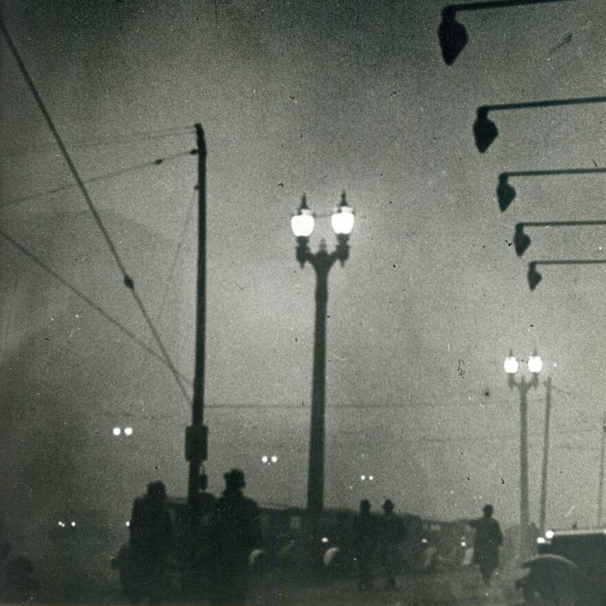 Smoke pollution over St. Louis at mid-day on "Black Tuesday," on November 28, 1939.