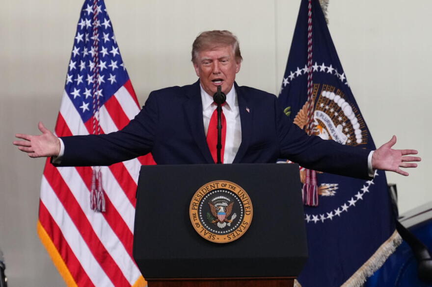 President Trump speaks at Peterbilt Motors, Thursday, Oct. 1, 2026, in Denton, Texas. (Tony Gutierrez/AP)