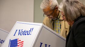 A person casts their ballot in the Democratic Primary at the Eastbridge Presbyterian Church in Columbia, South Carolina.