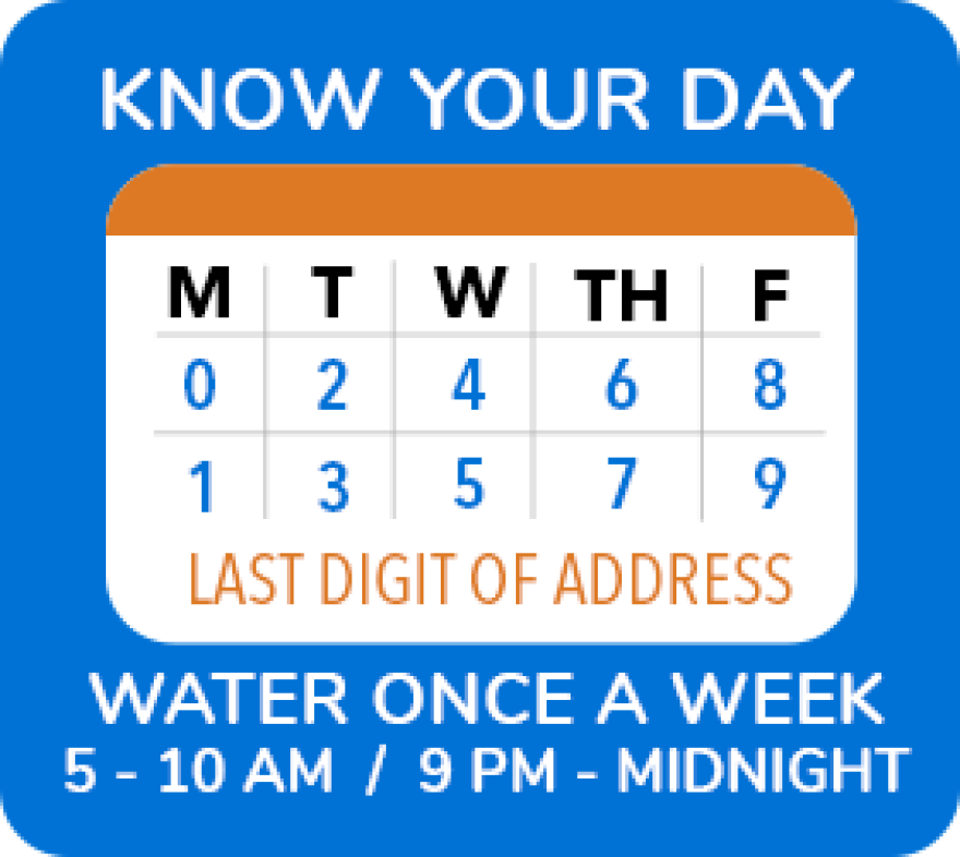 Water days based on last digit of a home's street address