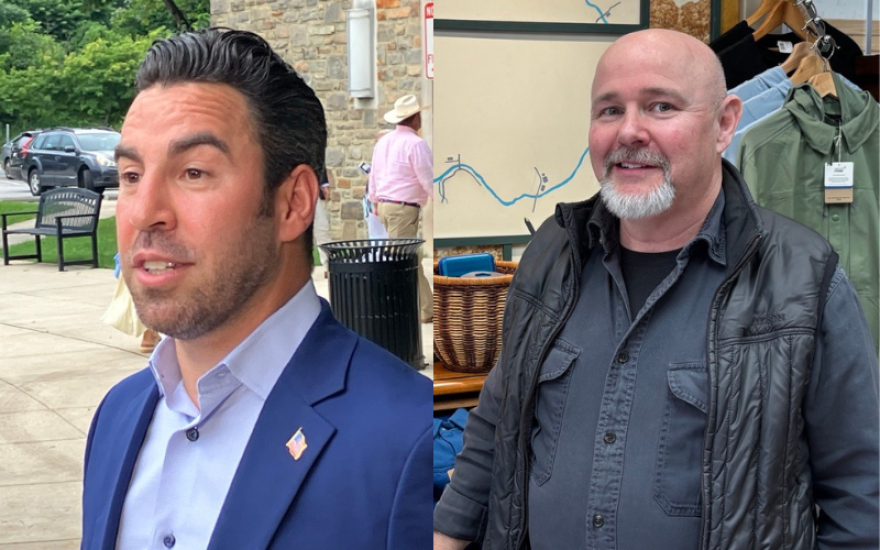 From left to right: Del. Nino Mangione and Theaux Le Gardeur are competing in the Republican primary for Baltimore County's 5th Council District seat.