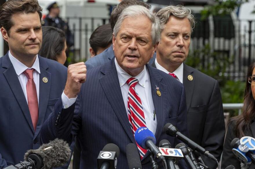 Rep. Ralph Norman, R-S.C., speaks outside the hush money criminal case of former president Donald Trump in New York on Thursday, May 16, 2024.