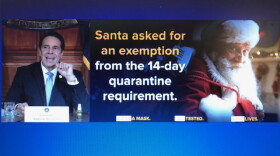 Gov. Andrew Cuomo grants Santa Claus a special exemption from travel quarantine for Christmas deliveries. Cuomo held a briefing on the coronavirus on December 21, 2020.
