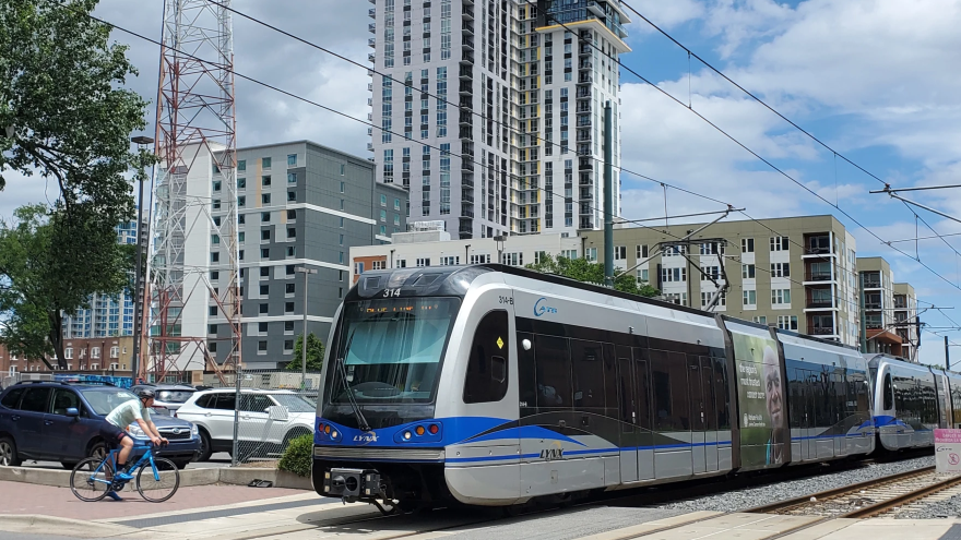 Lynx Blue Line train in uptown Charlotte.