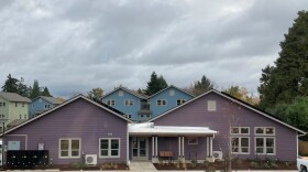 The Iris Place community center is painted purple, the color for domestic violence awareness, to honor St. Vincent de Paul's partners at the Hope and Alliance Center.