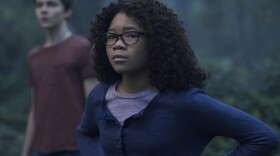 This image released by Disney shows Storm Reid, right, and Levi Miller in a scene from "A Wrinkle In Time." (Atsushi Nishijima/Disney via AP)
