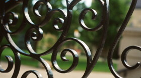 A close up angle of wrought iron railing on Notre Dame's campus. (Vince Sipocz/WVPE Photo Of The Week)