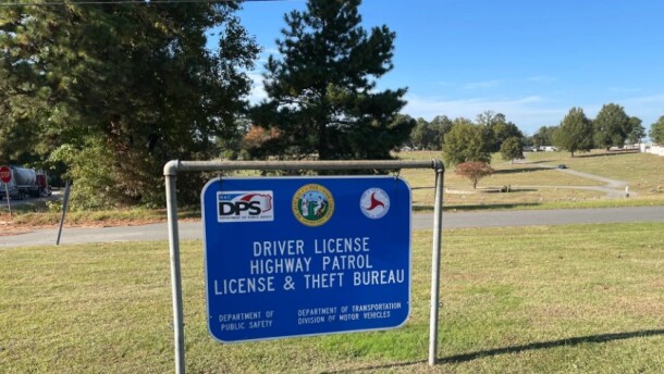 A sign for a DMV office in Durham, NC.