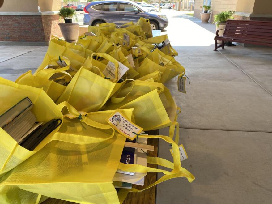 Each grade level was given a designated time to drive by, see their instructors face-to-face and pick up a bag of supplies.