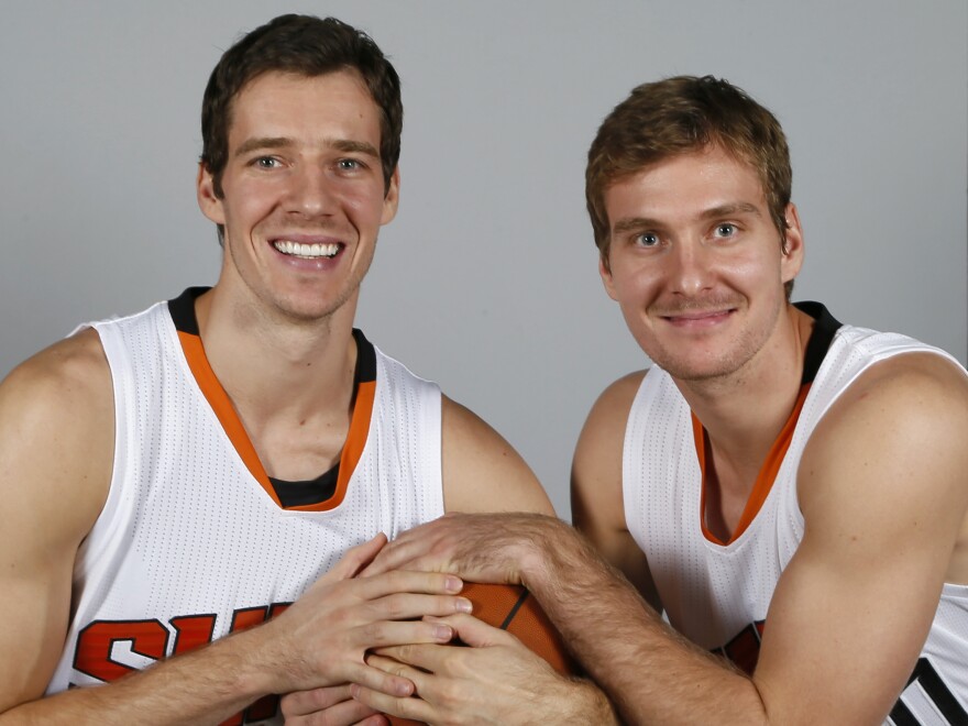 Phoenix Suns' Goran Dragic, left, and his brother, Zoran Dragic, are both from Slovenia. Their sibling rivalry helps motivate them on the court.