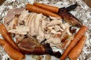A Thanksgiving platter with turkey and carrots
