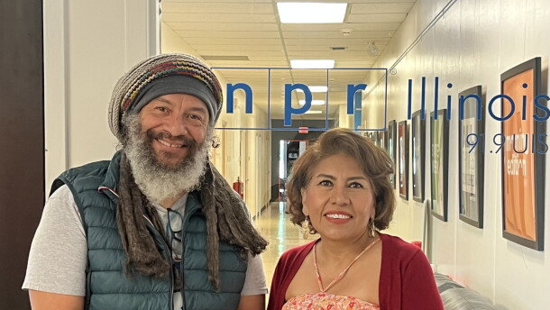 National Hispanic Heritage Month is upon us! Many events are happening. President of the Hispanic Women of Springfield Ana Manriquez (right) shares information on the activities and some ISM events with Jeff Williams (left) of Community Voices.