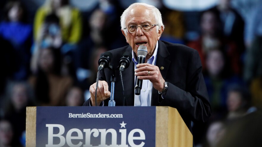 Democratic presidential candidate Sen. Bernie Sanders, I-Vt., speaks during a campaign event, Thursday, Feb. 27, 2020, in Spartanburg, S.C. 