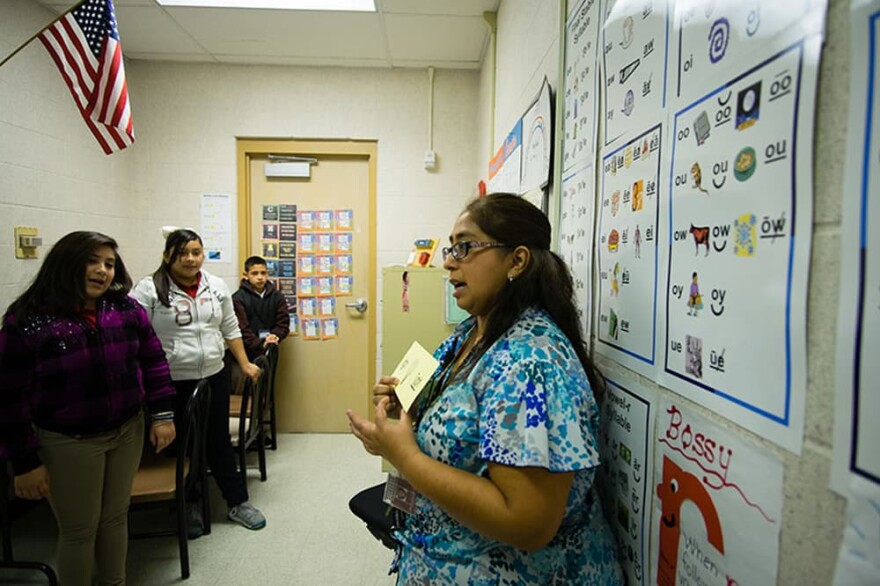 Patty Rodriguez, who works in the Edgewood Independent School District, says she still sees disparities in opportunities and funding for her students. (Laura Isensee/Houston Public Media)