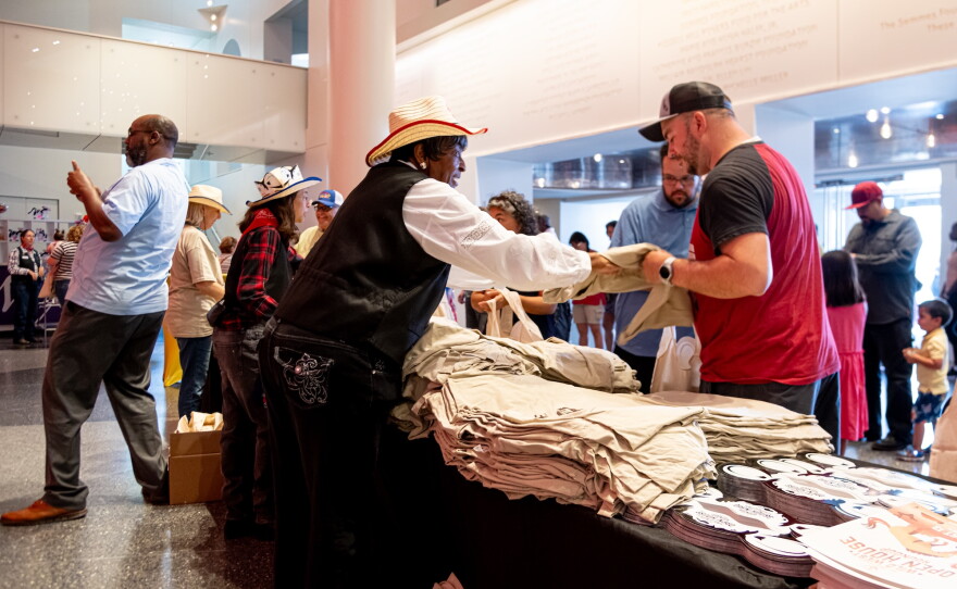 in the lobby, the first 500 get bags